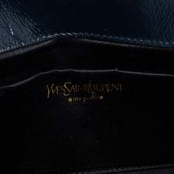 Pre Owned Yves Saint Laurent Dark Teal Patent Leather Belle De Jour Flap Clutch