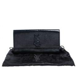 Pre Owned Yves Saint Laurent Dark Teal Patent Leather Belle De Jour Flap Clutch