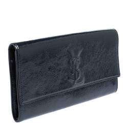 Pre Owned Yves Saint Laurent Dark Teal Patent Leather Belle De Jour Flap Clutch