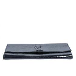 Pre Owned Yves Saint Laurent Dark Teal Patent Leather Belle De Jour Flap Clutch