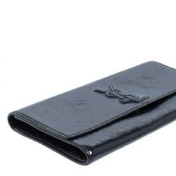 Pre Owned Yves Saint Laurent Dark Teal Patent Leather Belle De Jour Flap Clutch