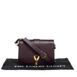 Pre Owned Yves Saint Laurent Dark Burgundy Leather Medium Chyc Flap Bag