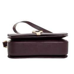 Pre Owned Yves Saint Laurent Dark Burgundy Leather Medium Chyc Flap Bag