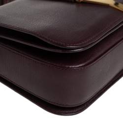 Pre Owned Yves Saint Laurent Dark Burgundy Leather Medium Chyc Flap Bag