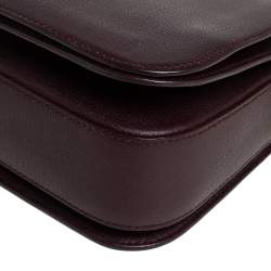 Pre Owned Yves Saint Laurent Dark Burgundy Leather Medium Chyc Flap Bag