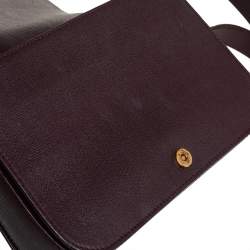 Pre Owned Yves Saint Laurent Dark Burgundy Leather Medium Chyc Flap Bag