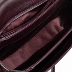 Pre Owned Yves Saint Laurent Dark Burgundy Leather Medium Chyc Flap Bag