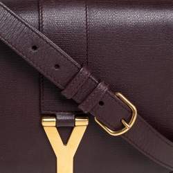 Pre Owned Yves Saint Laurent Dark Burgundy Leather Medium Chyc Flap Bag