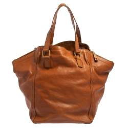 Pre Owned Yves Saint Laurent Brown Leather Large Downtown Tote