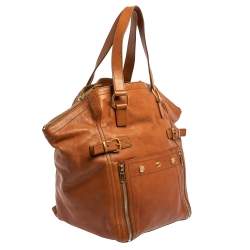Pre Owned Yves Saint Laurent Brown Leather Large Downtown Tote