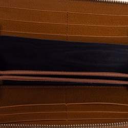 Pre Owned محفظة ايف سان لوران سحاب ملتف جلد بني فاتح