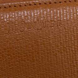 Pre Owned محفظة ايف سان لوران سحاب ملتف جلد بني فاتح