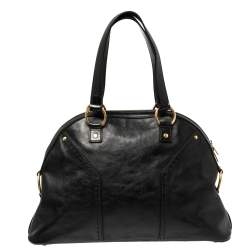 Pre Owned حقيبة ايف سان لوران ميوز كبيرة جلد أسود 