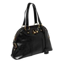 Pre Owned حقيبة ايف سان لوران ميوز كبيرة جلد أسود 