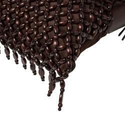 Pre Owned Yves Saint Laurent Mocha Brown Leather and Suede Beaded Fringed Shoulder Bag