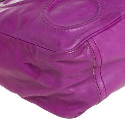 Pre Owned Yves Saint Laurent Purple Leather Charms Tote