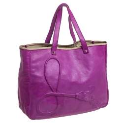 Pre Owned Yves Saint Laurent Purple Leather Charms Tote