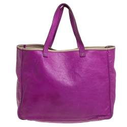 Pre Owned Yves Saint Laurent Purple Leather Charms Tote