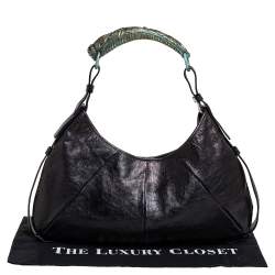 Pre Owned Yves Saint Laurent Black Leather Mombasa Hobo