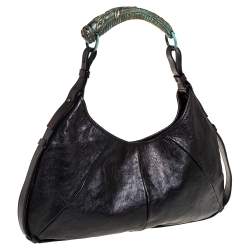 Pre Owned Yves Saint Laurent Black Leather Mombasa Hobo