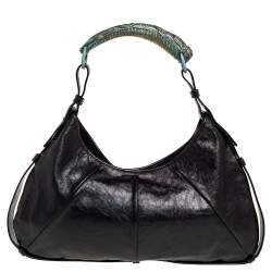 Pre Owned Yves Saint Laurent Black Leather Mombasa Hobo