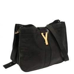 Pre Owned Yves Saint Laurent Black Leather Medium Cabas Chyc Shoulder Bag