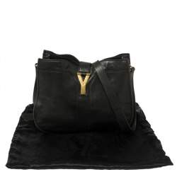 Pre Owned Yves Saint Laurent Black Leather Medium Cabas Chyc Shoulder Bag