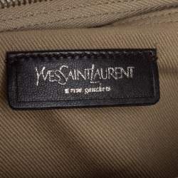 Pre Owned Yves Saint Laurent Magenta Leather and Canvas Muse Two Satchel