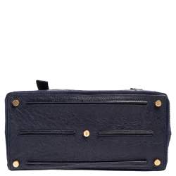 Pre Owned حقيبة ساتشل ايف سان لوران موس تو جلد نعام أزرق كحلي 