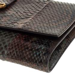 مملوكة مسبقًا حقيبة كلتش سان لوران باريس واي-لاين جلد ثعبان بني