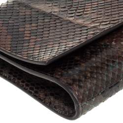 مملوكة مسبقًا حقيبة كلتش سان لوران باريس واي-لاين جلد ثعبان بني