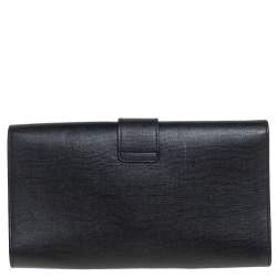مملوكة مسبقًا Yves Saint Laurent Black Textured Leather Y-Ligne Clutch