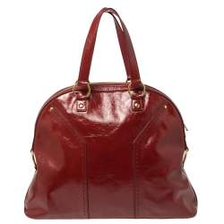 Pre Owned Yves Saint Laurent Dark Red Patent Leather Large Muse Satchel