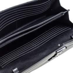 Pre Owned Saint Laurent Black Chevron Quilted Leather Monogram Envelope Wallet on Chain