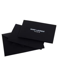 Pre Owned Saint Laurent Black Chevron Quilted Leather Monogram Envelope Wallet on Chain