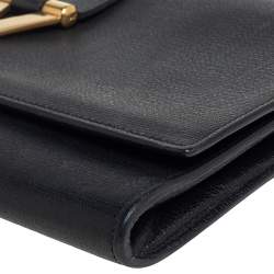 Pre Owned Yves Saint Laurent Black Textured Leather Y-Ligne Clutch