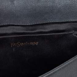 Pre Owned Yves Saint Laurent Black Textured Leather Y-Ligne Clutch