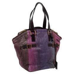 Pre Owned Yves Saint Laurent Multicolor Crease Leather Small Downtown Tote