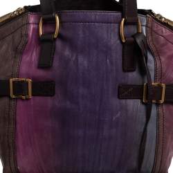 Pre Owned Yves Saint Laurent Multicolor Crease Leather Small Downtown Tote