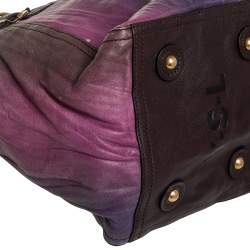 Pre Owned Yves Saint Laurent Multicolor Crease Leather Small Downtown Tote