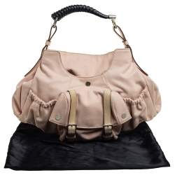 Pre Owned Yves Saint Laurent Beige Canvas and Leather Horn Mala Mala Bag