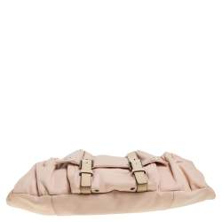 Pre Owned Yves Saint Laurent Beige Canvas and Leather Horn Mala Mala Bag