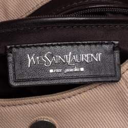 Pre Owned Yves Saint Laurent Beige Canvas and Leather Horn Mala Mala Bag