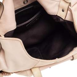 Pre Owned Yves Saint Laurent Beige Canvas and Leather Horn Mala Mala Bag