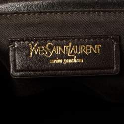 Pre Owned Yves Saint Laurent Military Green Leather Large Downtown Tote