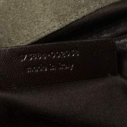 Pre Owned Yves Saint Laurent Military Green Leather Large Downtown Tote