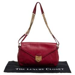 Pre Owned حقيبة كتف أيف سان لوران داندي جلد أحمر