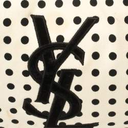 Pre Owned Yves Saint Laurent White/Black Fabric Polka Dot Mombasa Hobo
