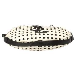 Pre Owned Yves Saint Laurent White/Black Fabric Polka Dot Mombasa Hobo