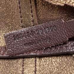 Pre Owned Yves Saint Laurent Gold/Dark Brown Leather Reversible Double Sac Y Tote
